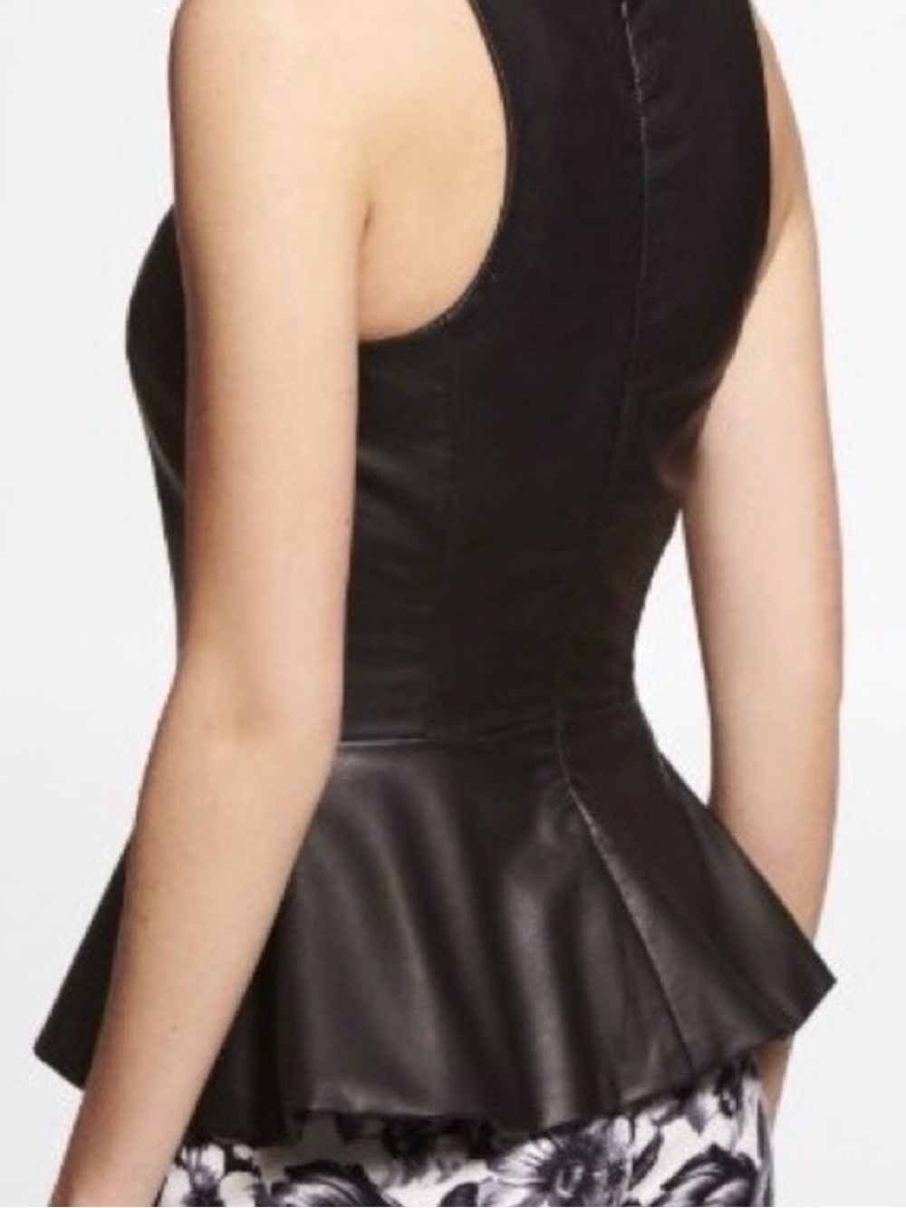 Express Black Faux-Leather Peplum Top
